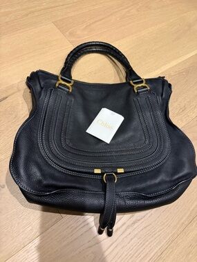Black Leather Marcie Satchel